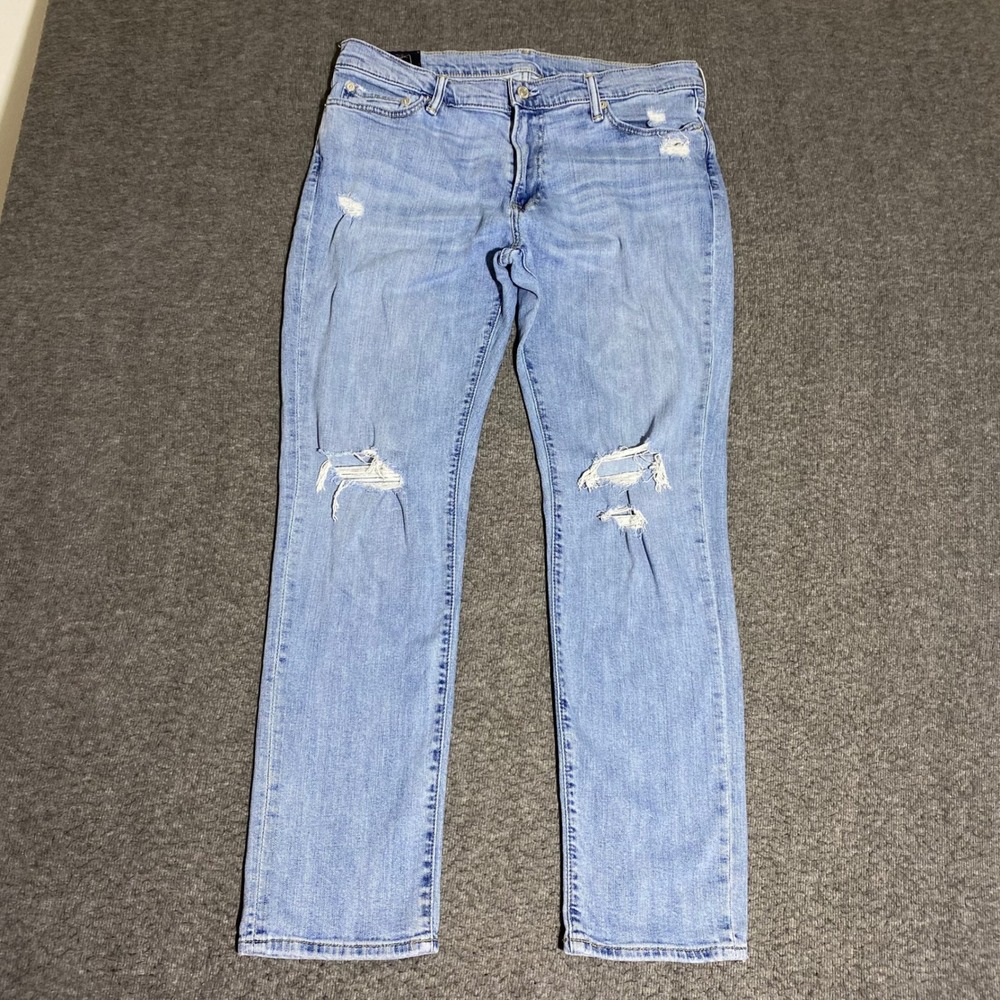 Abercrombie & Fitch Rustin Athletic Slim Distressed Jeans Light Wash 34x30 City